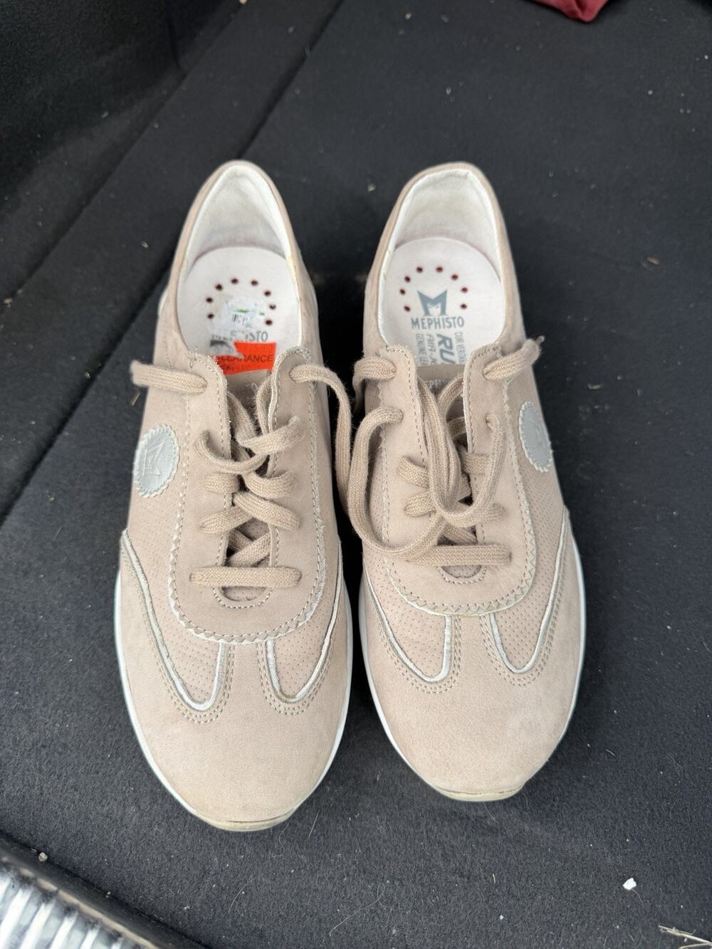 Mephisto Runoff Air Jet Women’s Suede Leather Sneakers Beige Tan Shoes Size 5.5